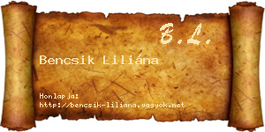 Bencsik Liliána névjegykártya